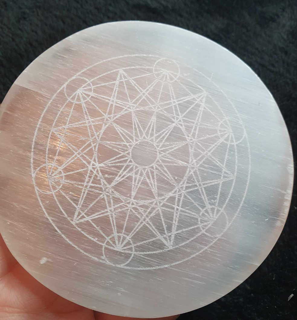 Selenitplatta stjärna med gåva Nyhet