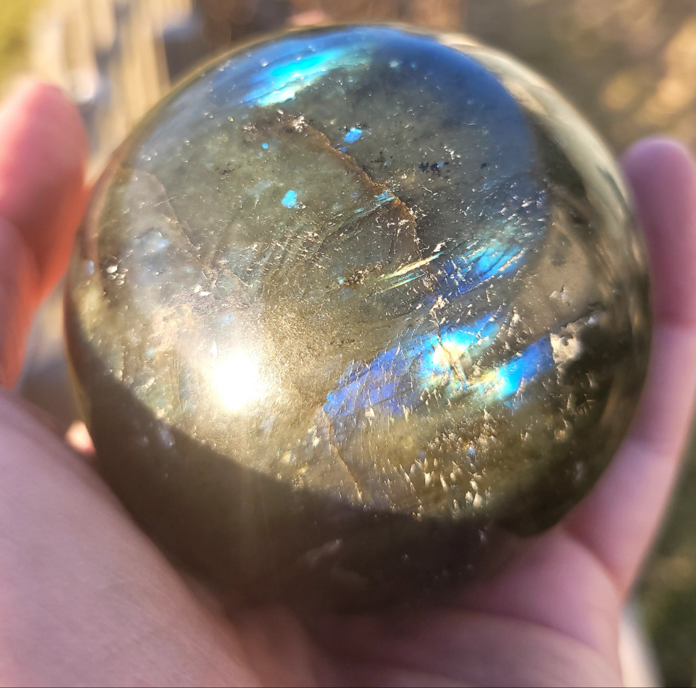 Labradorit Sfär 457 gram |Naturlig Healing Sten för Intuition & Skydd