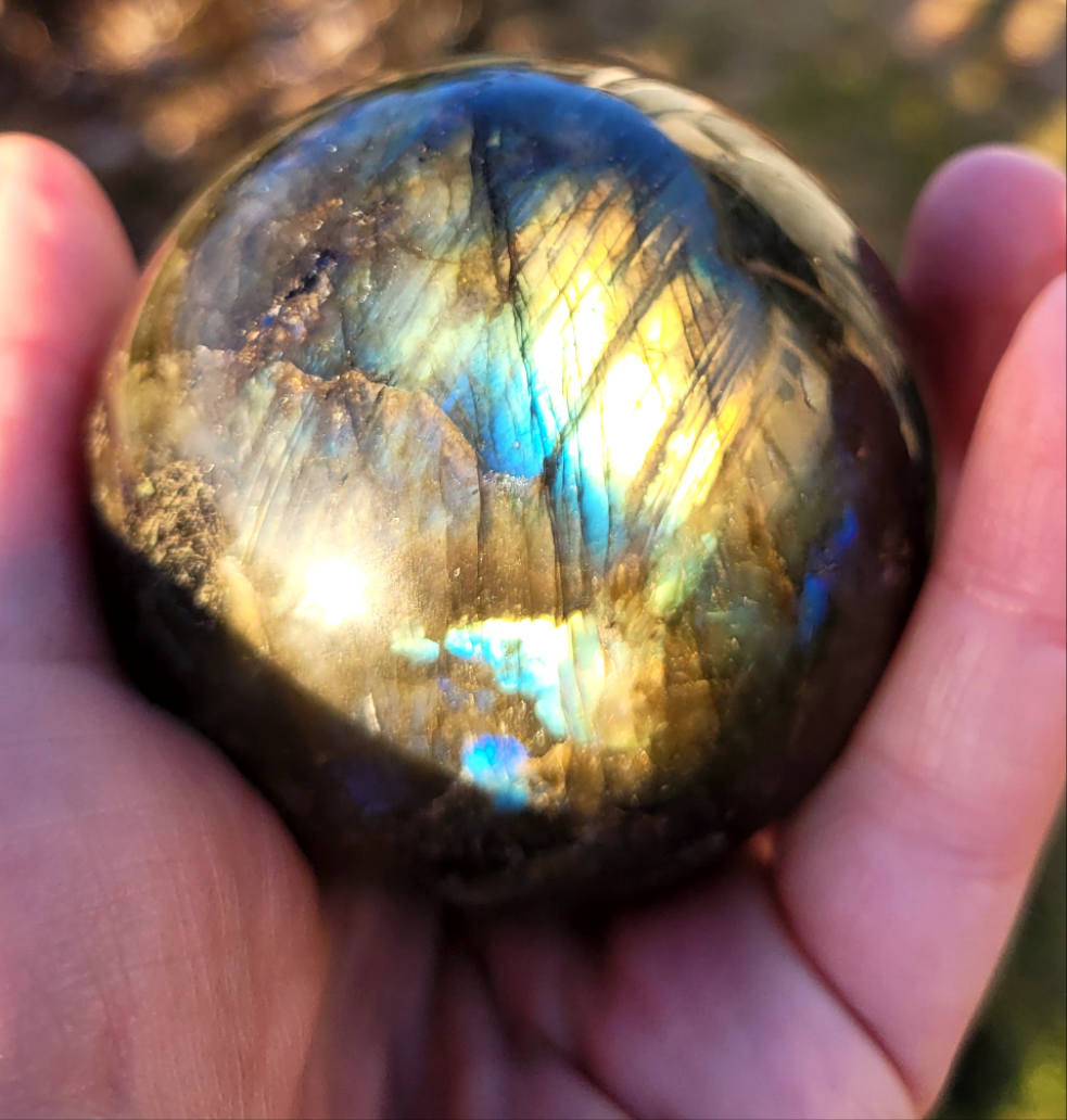 Labradorit Sfär 426 gram |Naturlig Healing Sten för Intuition & Skydd