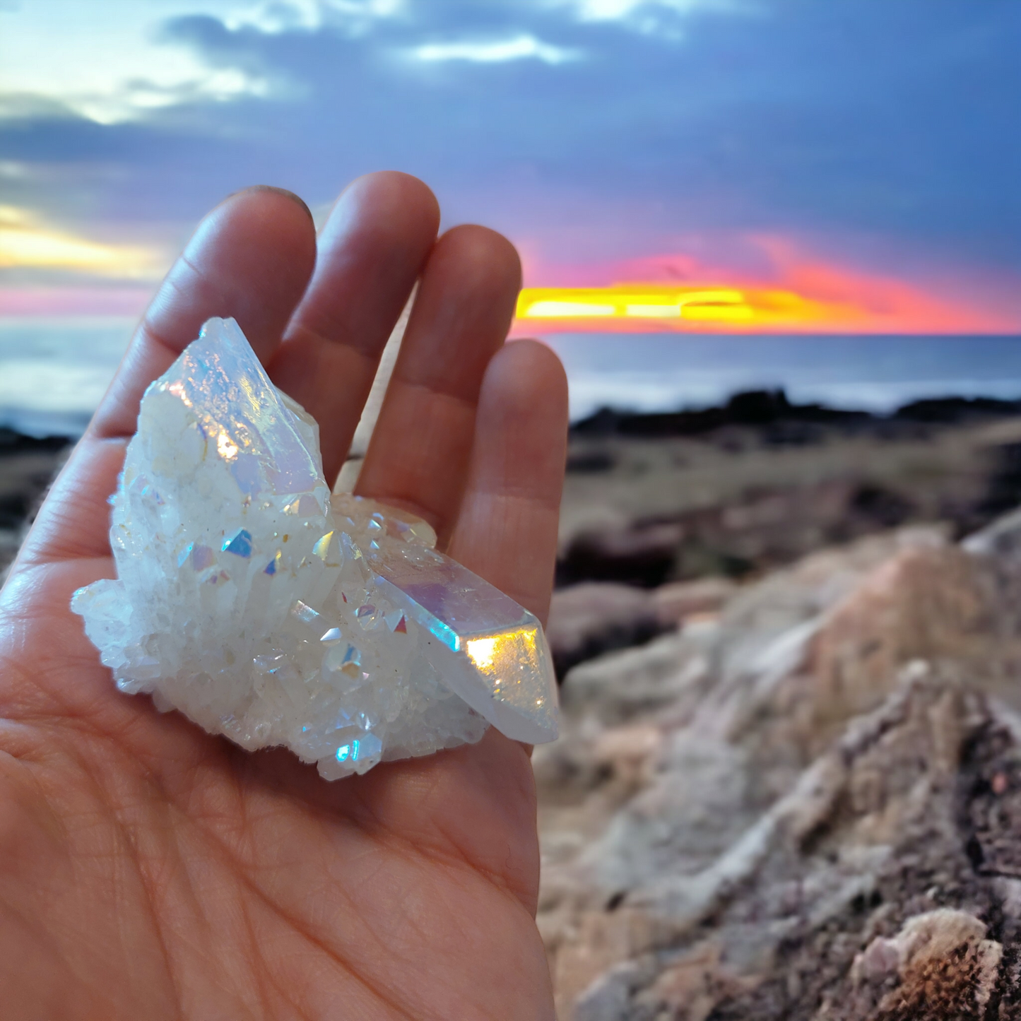 Angel aura bergkristall kluster Nyhet!
