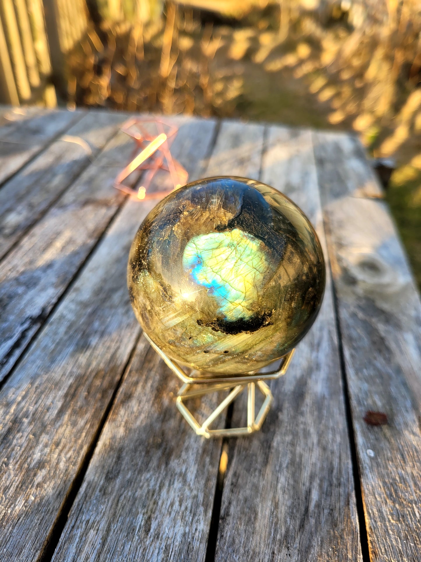 Labradorit Sfär 441 gram |Naturlig Healing Sten för Intuition & Skydd