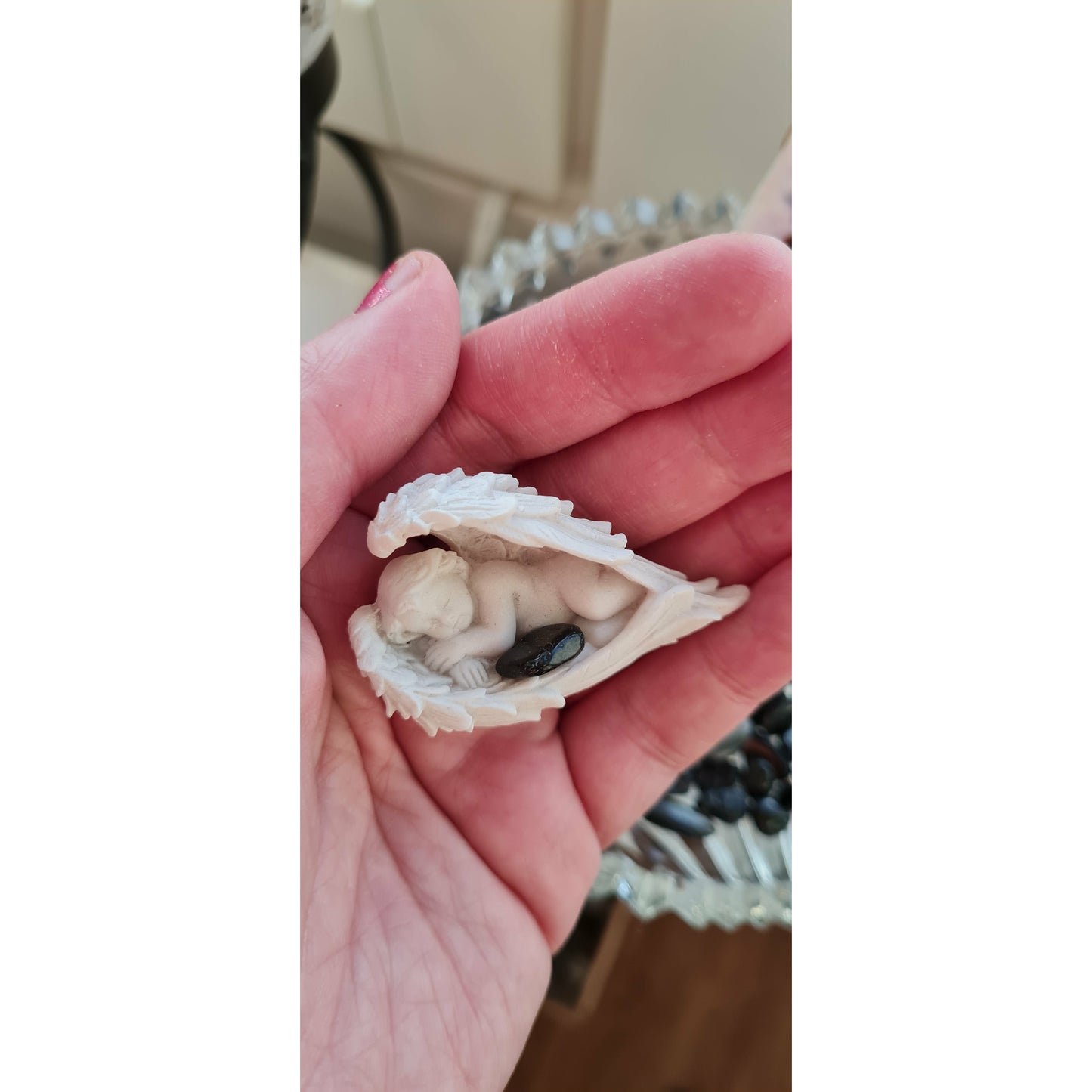 Healing änglar i resin med minitrumlade