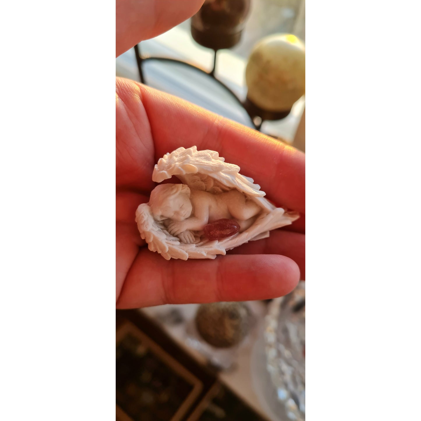 Healing änglar i resin med minitrumlade