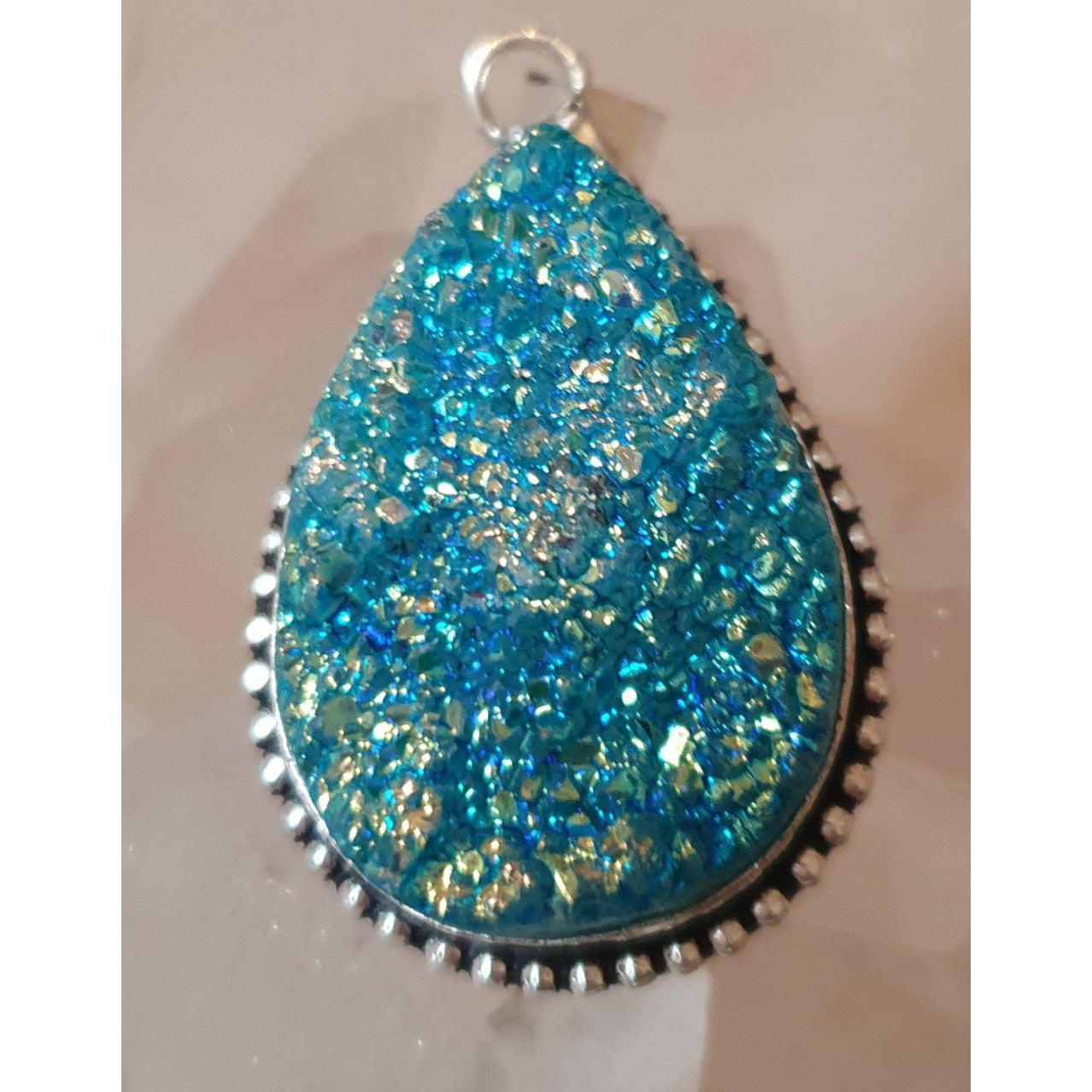 Aura druzy hänge blå Divine Blue