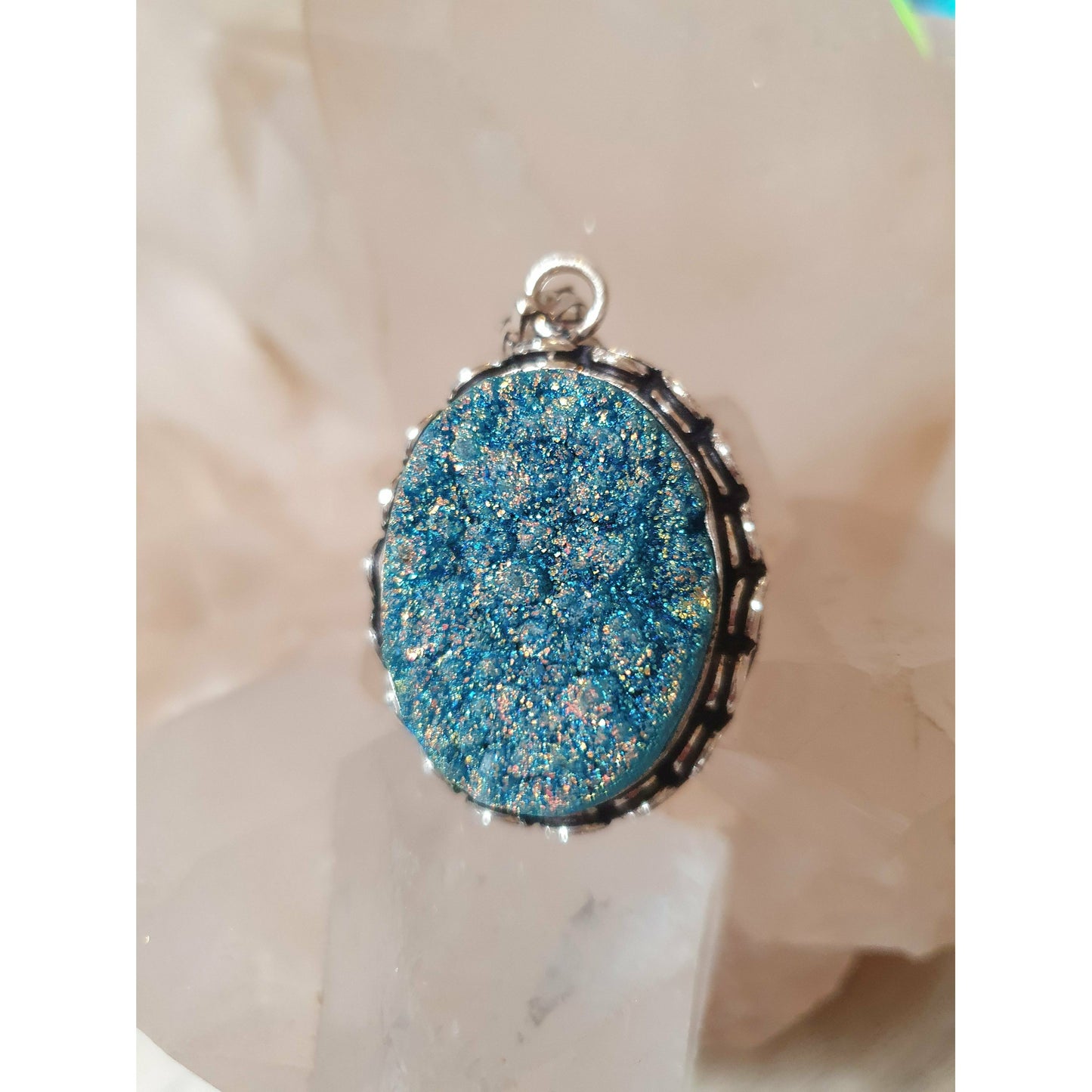 Aura druzy hänge Divine blue