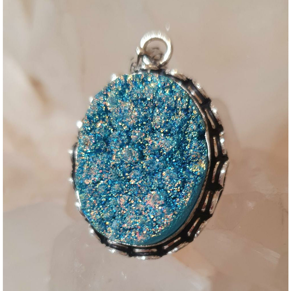 Aura druzy hänge Divine blue