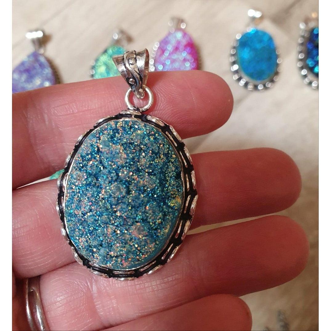 Aura druzy hänge Divine blue