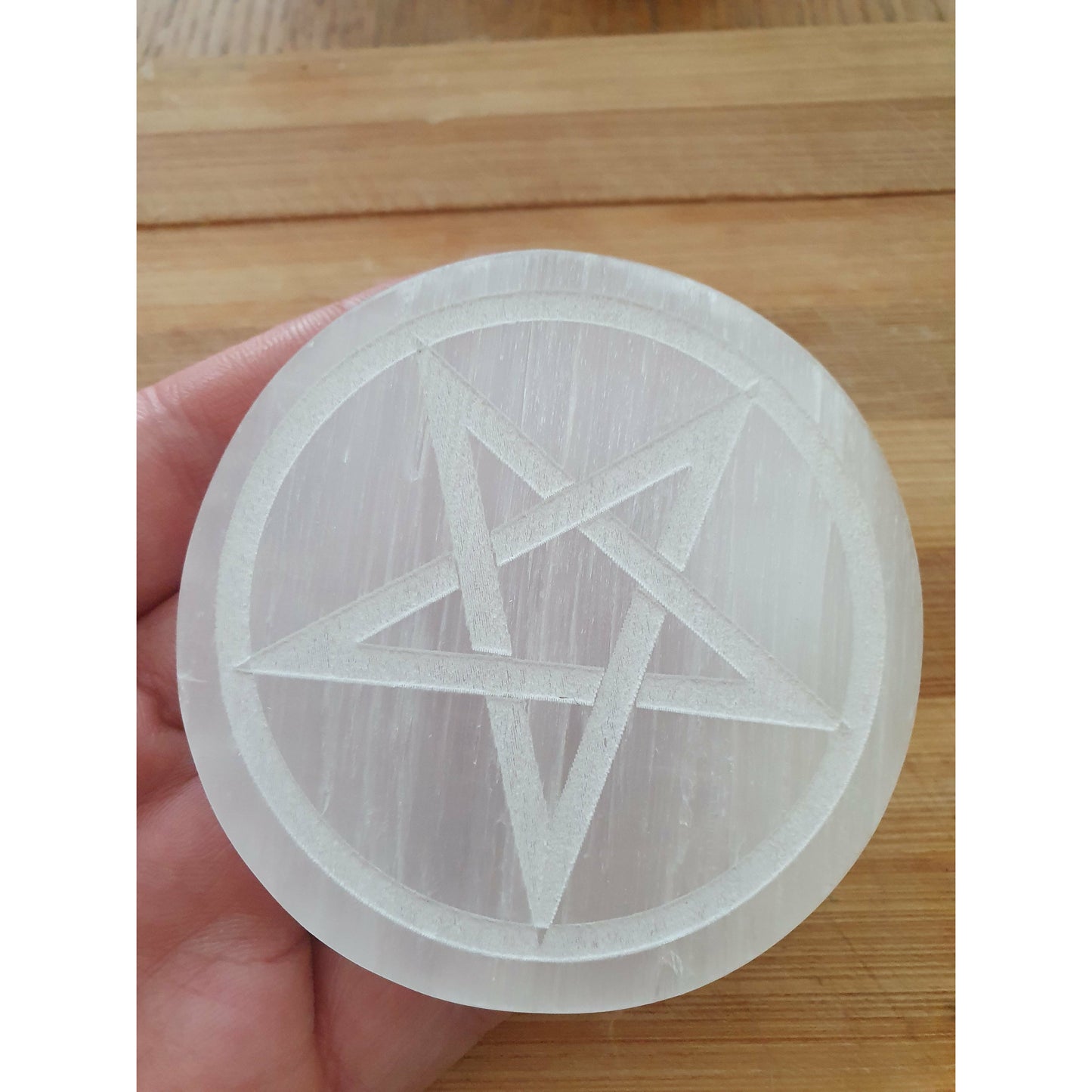 Selenitplatta Wicca stjärna med gåva Nyhet