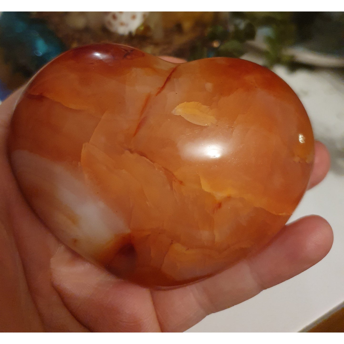 Karneol hjärta 8 cm, stort Nyhet!