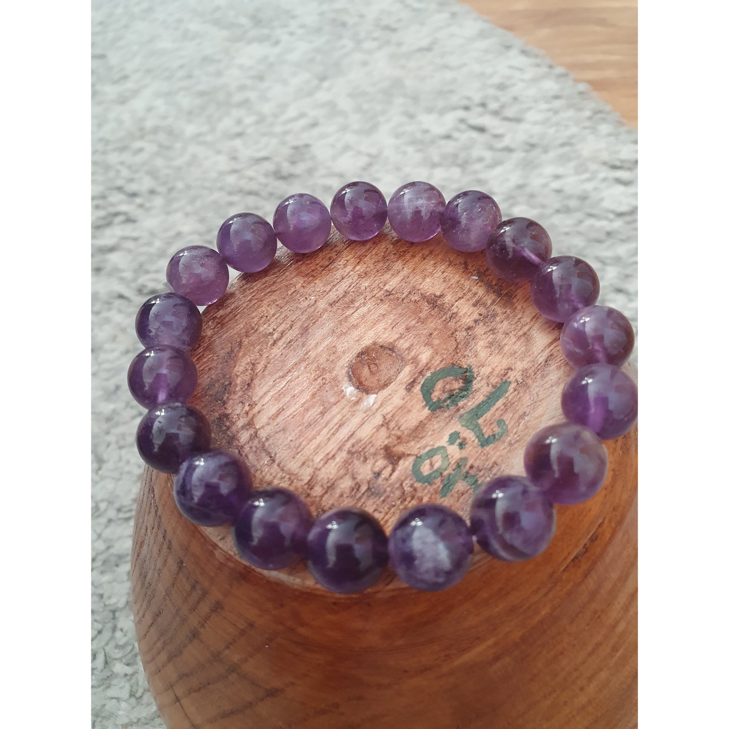 Armband ametist, runda pärlor 0,5 cm, Nyhet