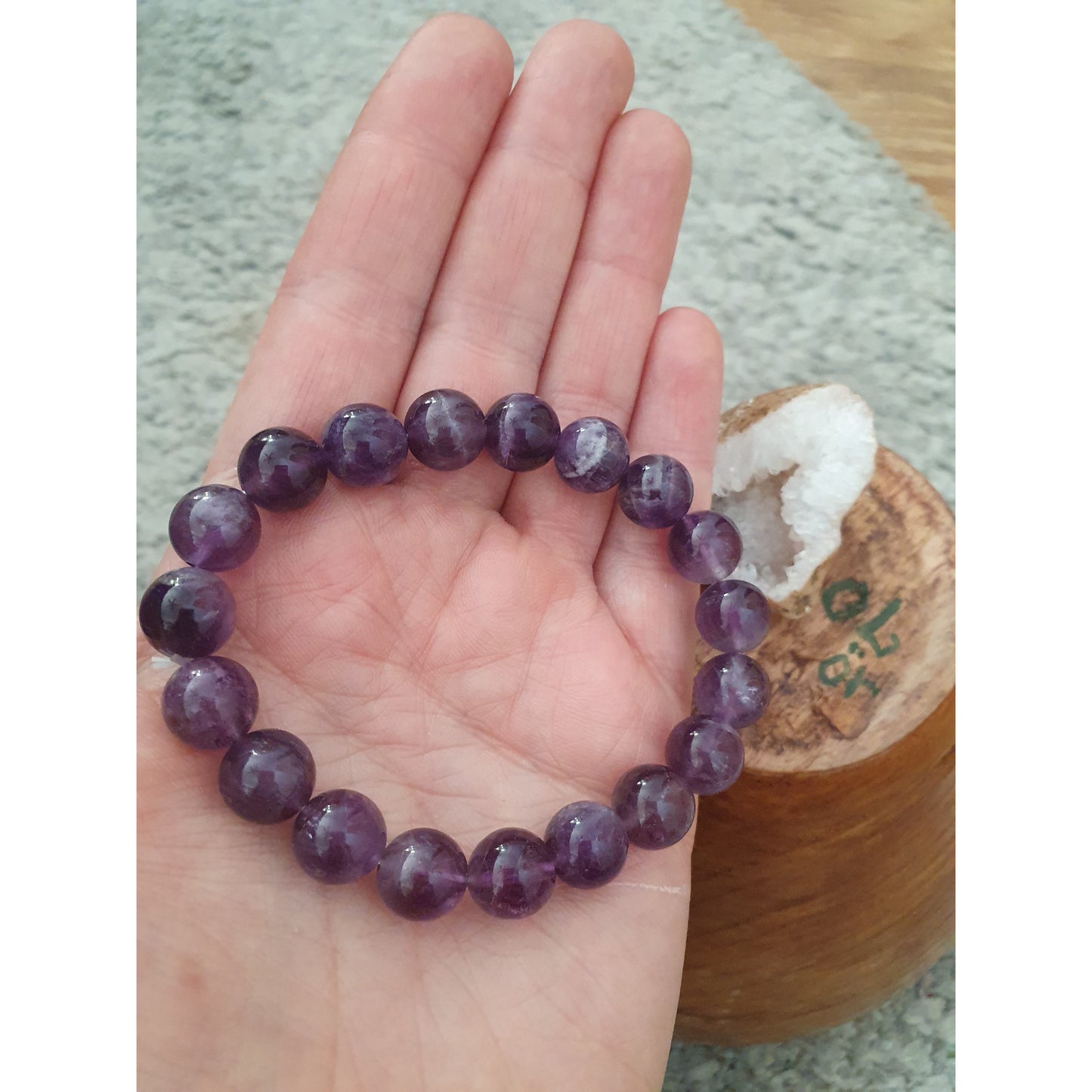 Armband ametist, runda pärlor 0,5 cm, Nyhet