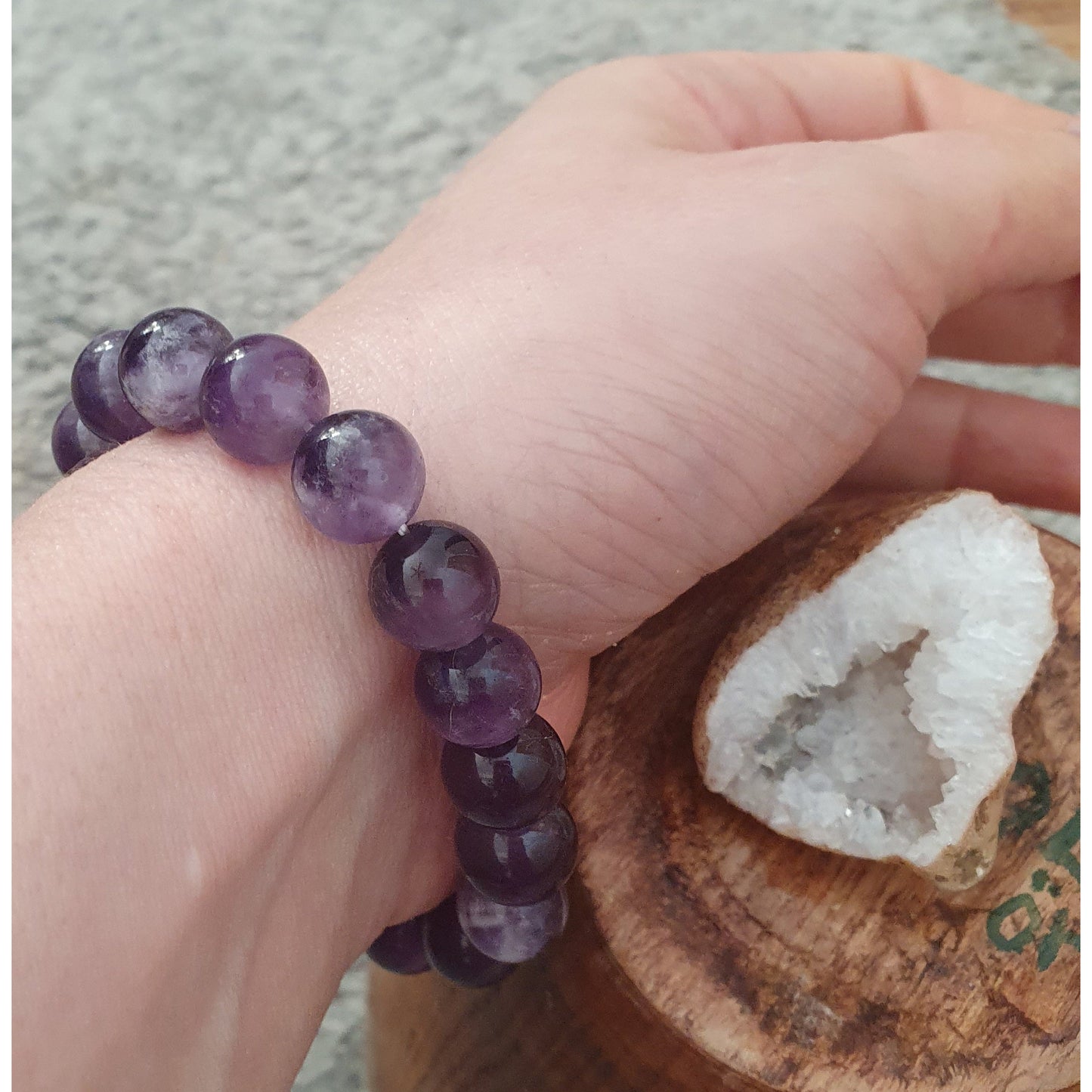 Armband ametist, runda pärlor 0,5 cm, Nyhet