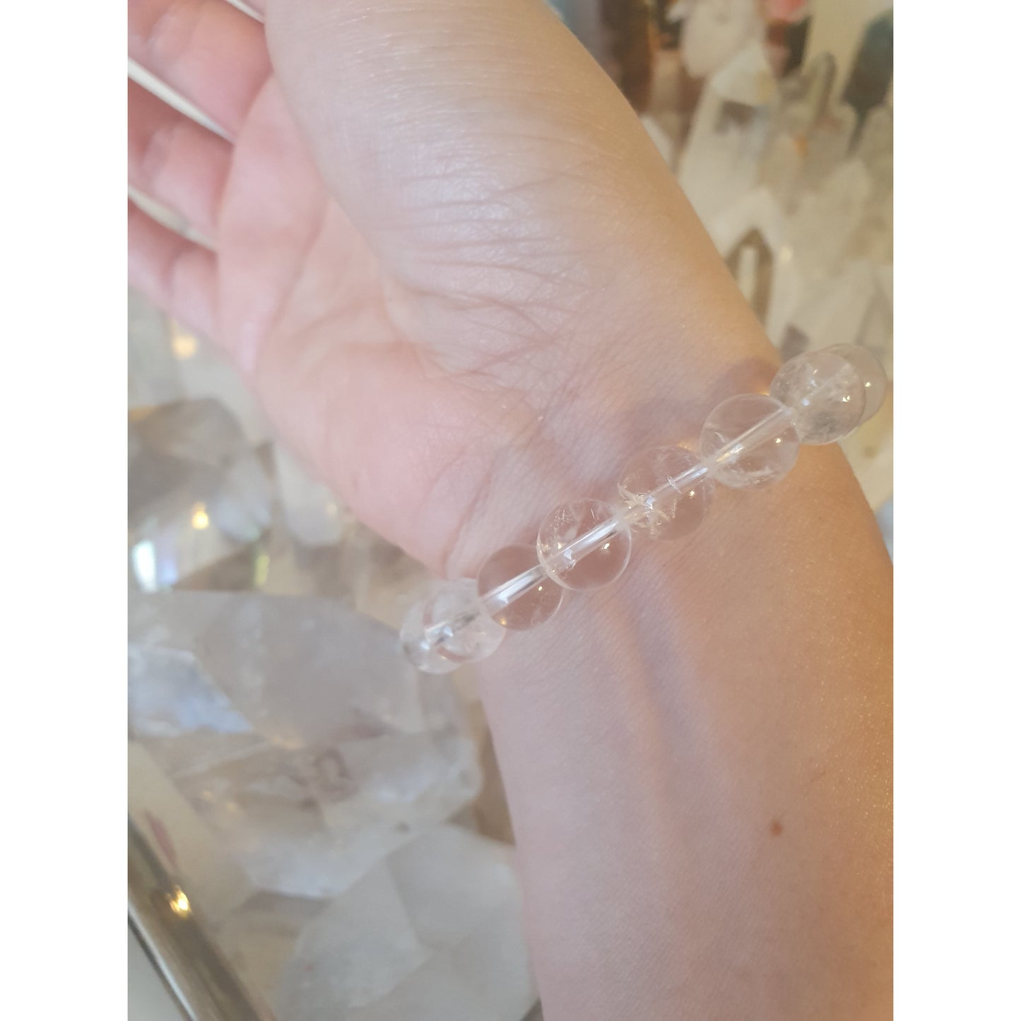 Armband bergkristall, runda pärlor 1 cm