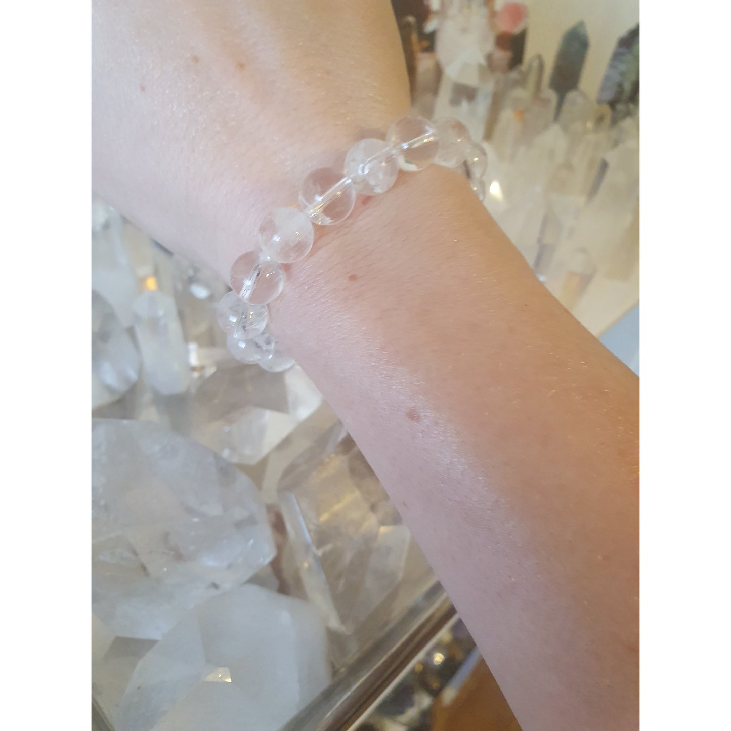 Armband bergkristall, runda pärlor 1 cm