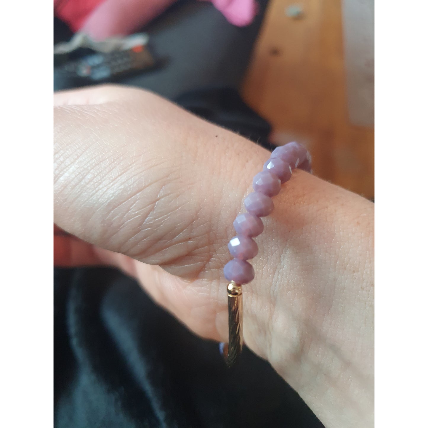 Boho lyxigt kristall armband set ametist med 18k guldöverdrag/guldplätterat