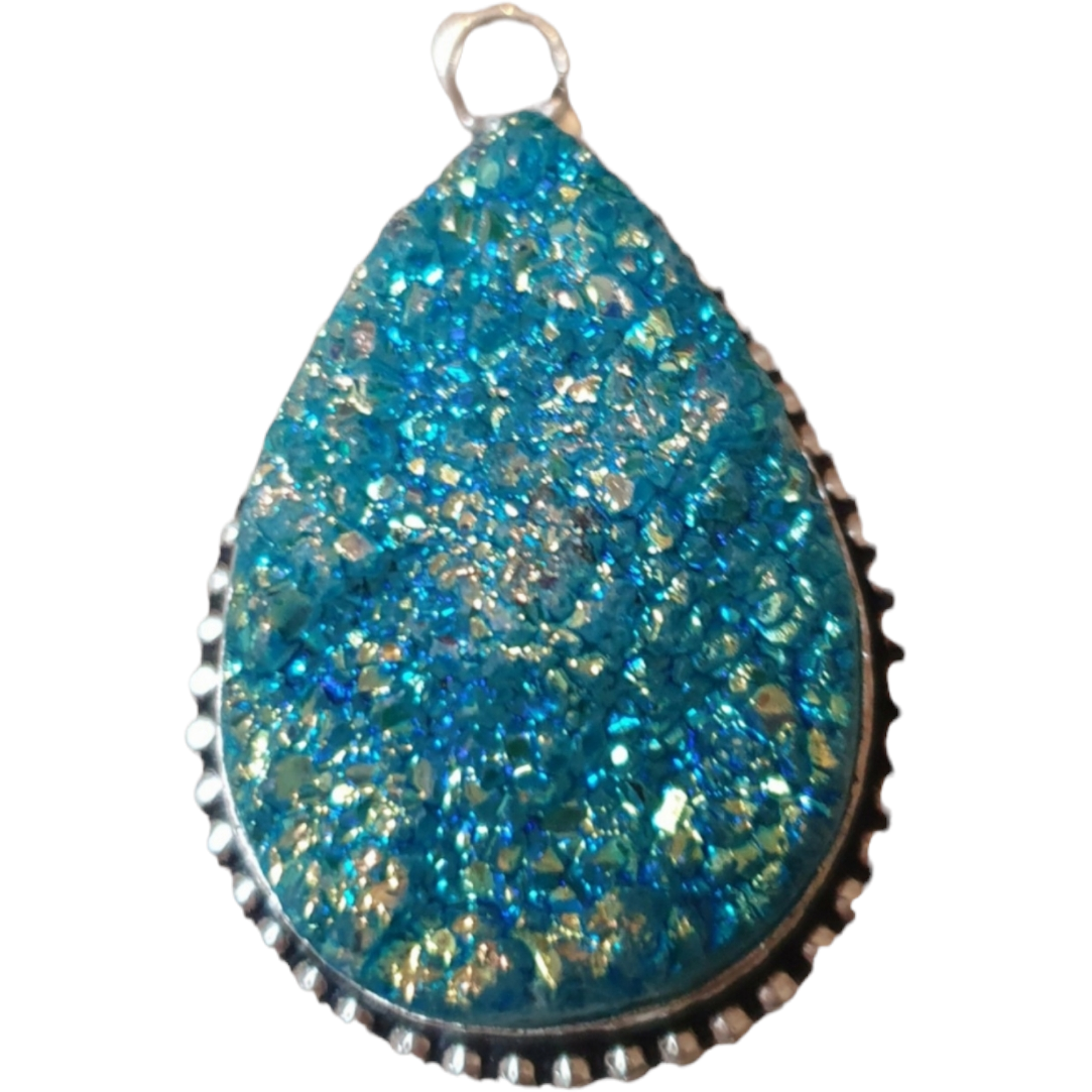 Aura druzy hänge blå Divine Blue