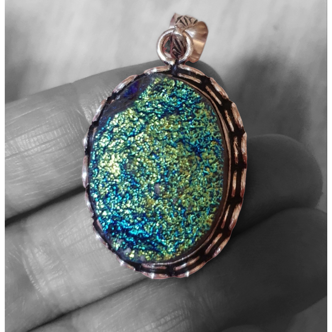 Aura druzy hänge Divine blue