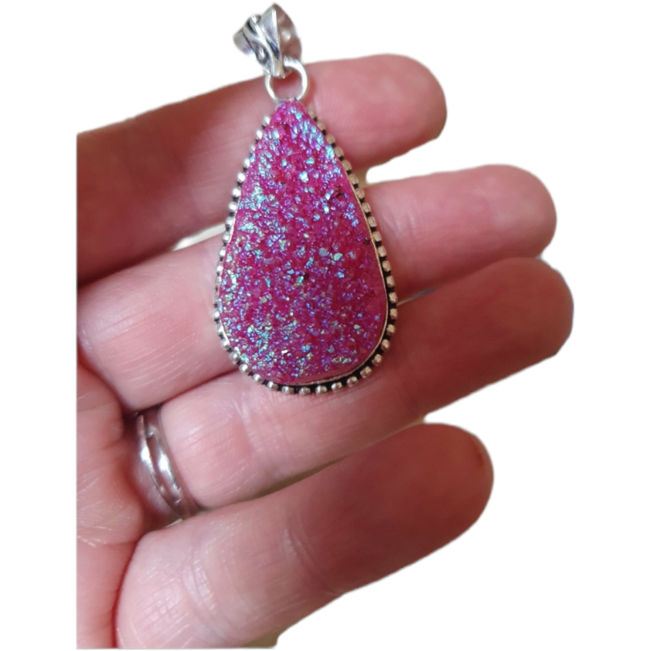 Aura druzy hänge rosa