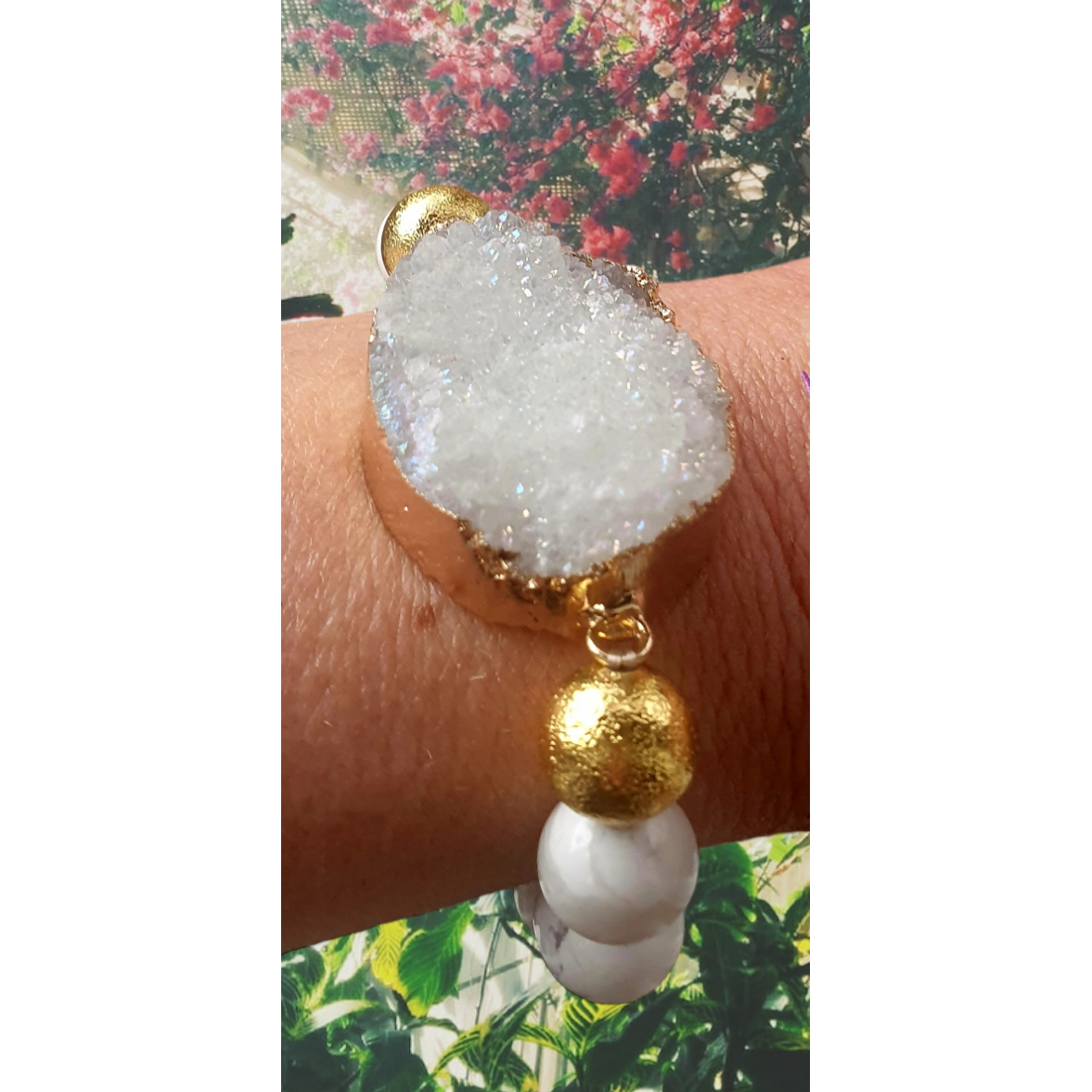 Boho druzy agat armband set med guldöverdrag/plättering 18k