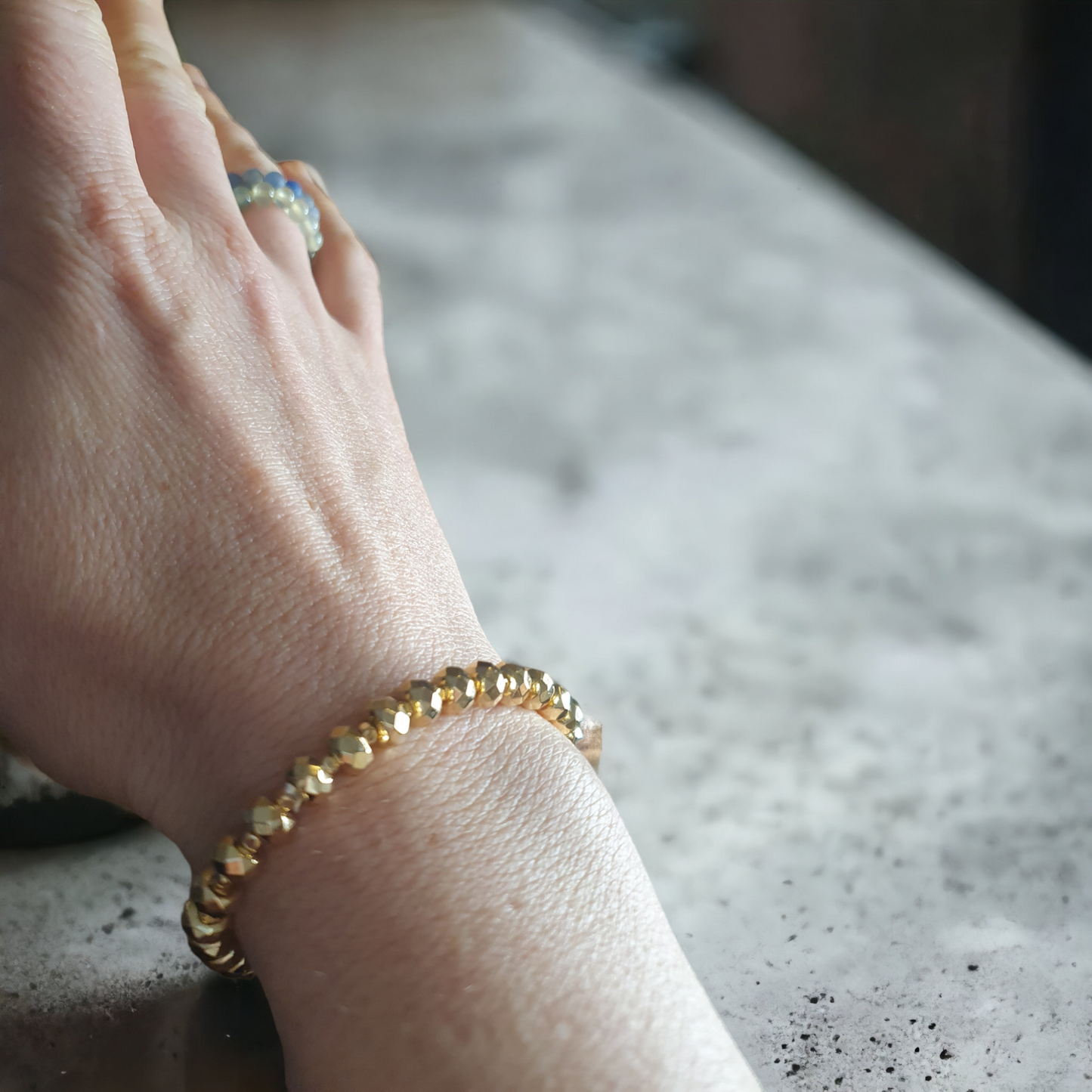 Boho armband set i onyx och guldöverdrag 18k