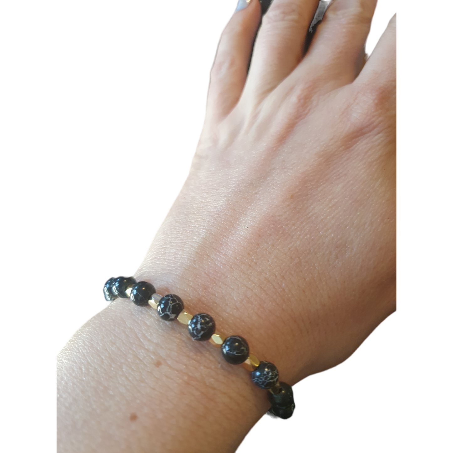 Boho armband set i onyx och guldöverdrag 18k
