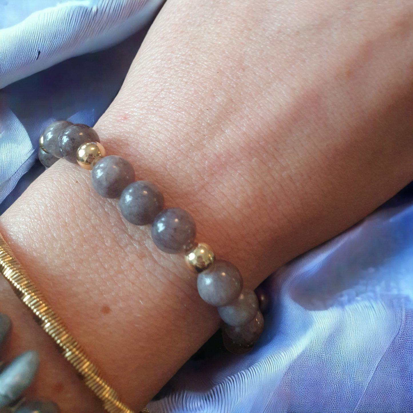 Boho armband set i jade med 18k guldöverdrag/guldplätterad