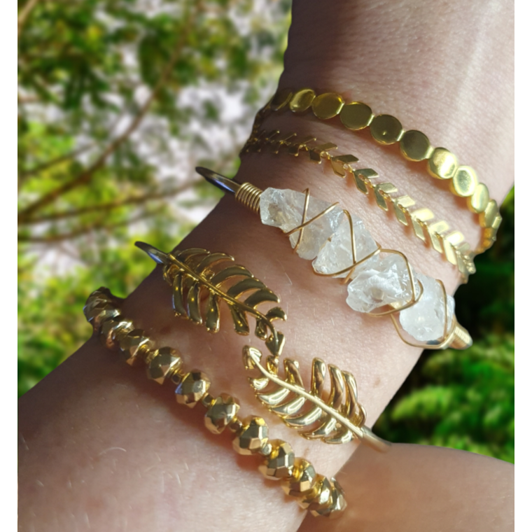 Boho bergkristall armband set med 18k guldöverdrag/plättering