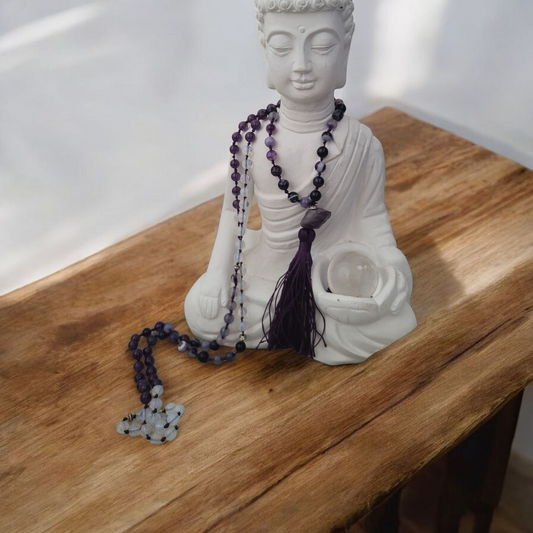 Ametist & Opalit Meditationsmala | Handgjord 108 Pärlor