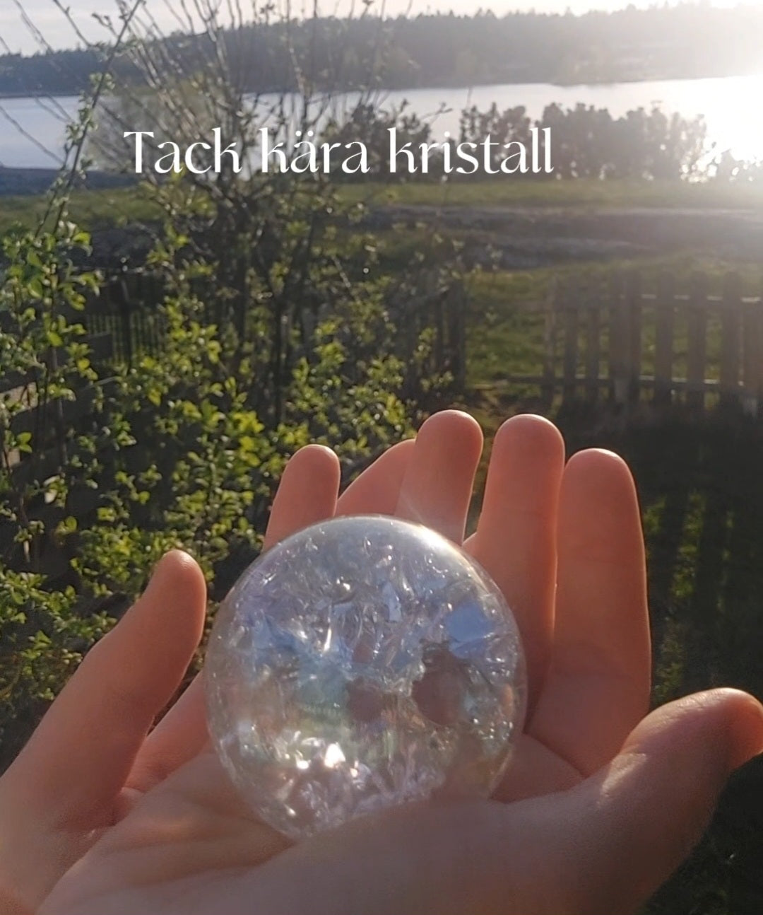Angel Aura krackelerad bergkristall klot, A++ Nyhet