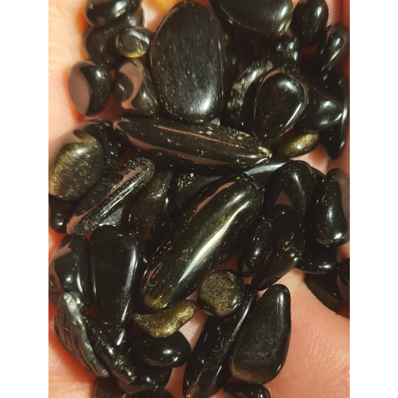 Guld obsidian stenar, minitrumlade 100 gram