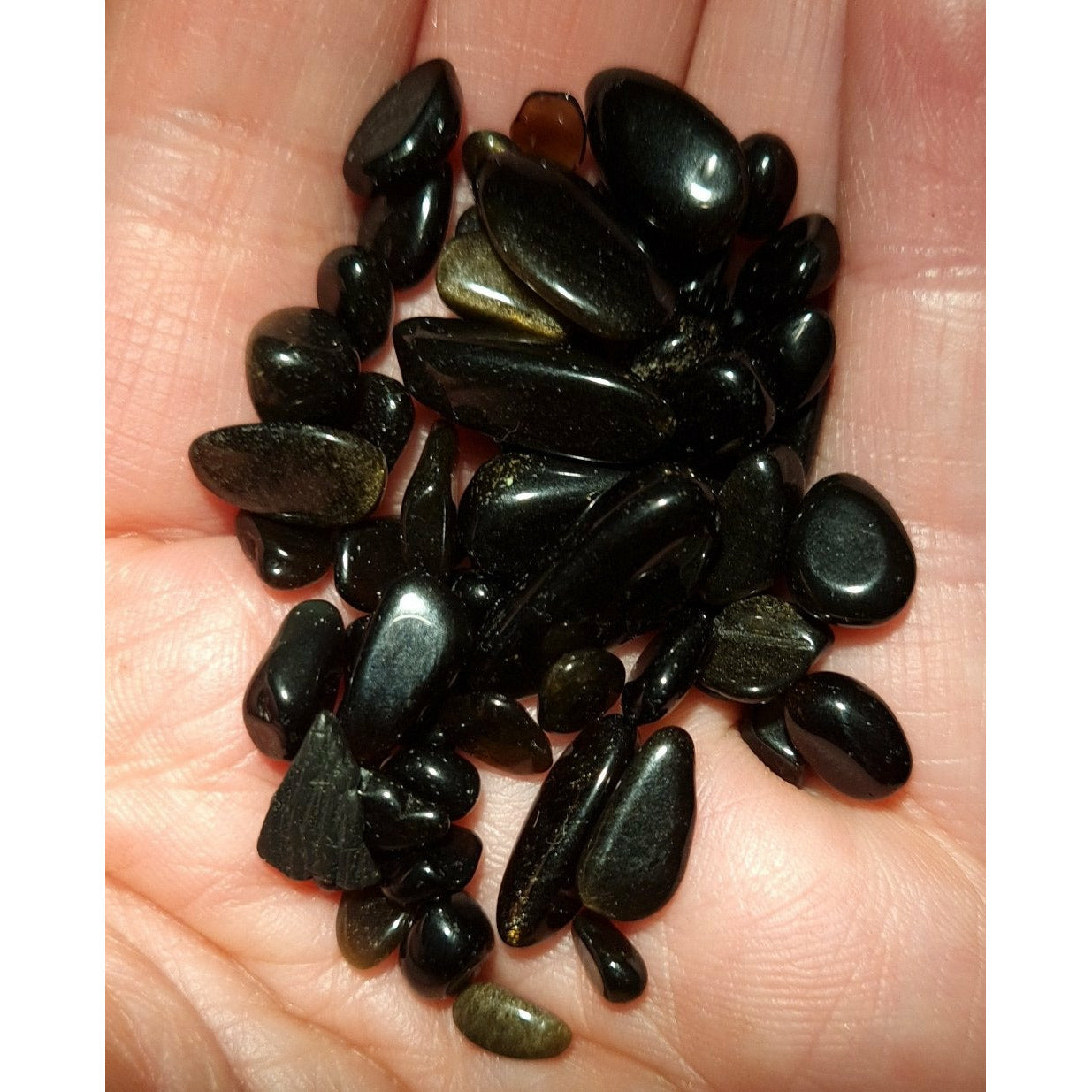 Guld obsidian stenar, minitrumlade 100 gram