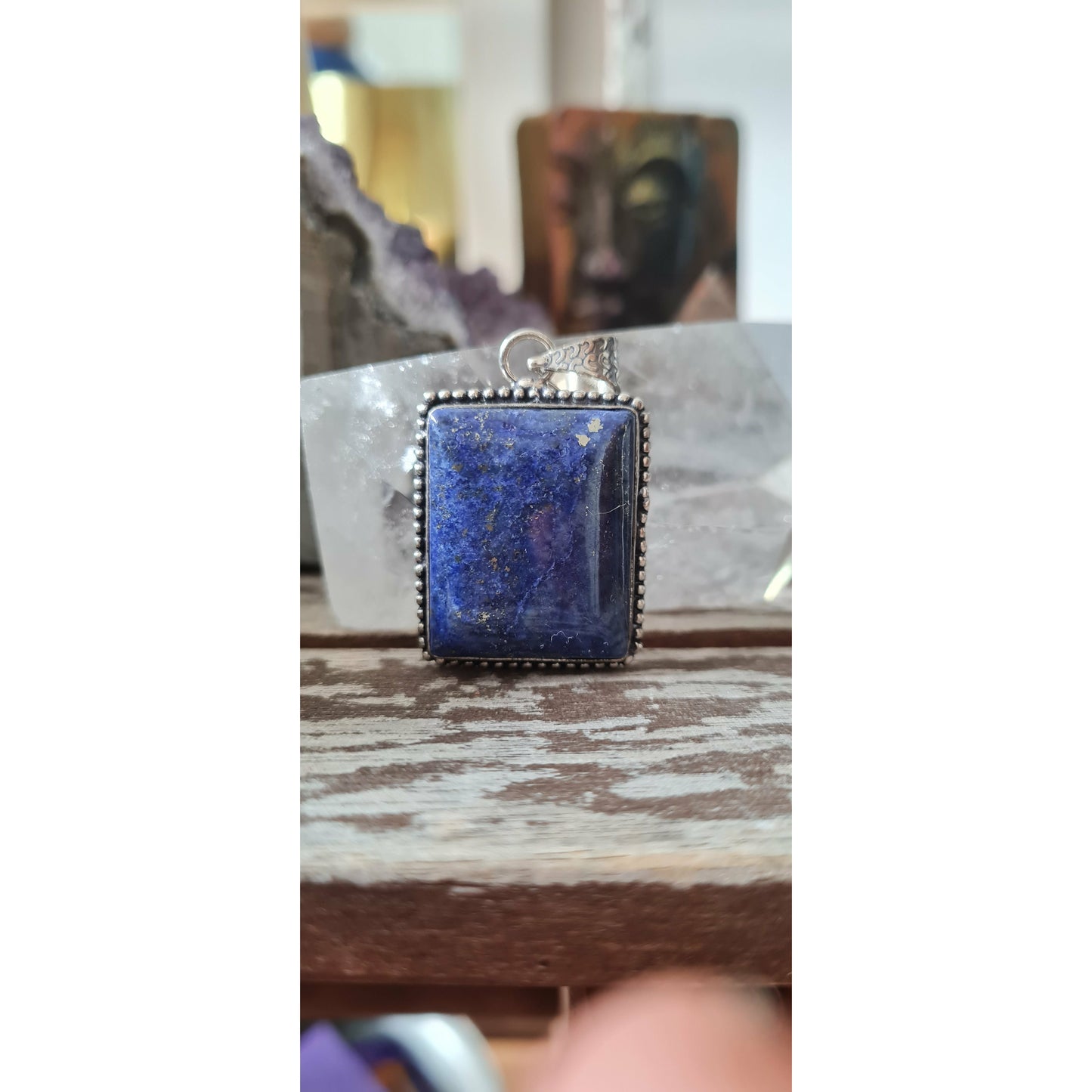 Hänge i lapis lazuli fyrkantigt