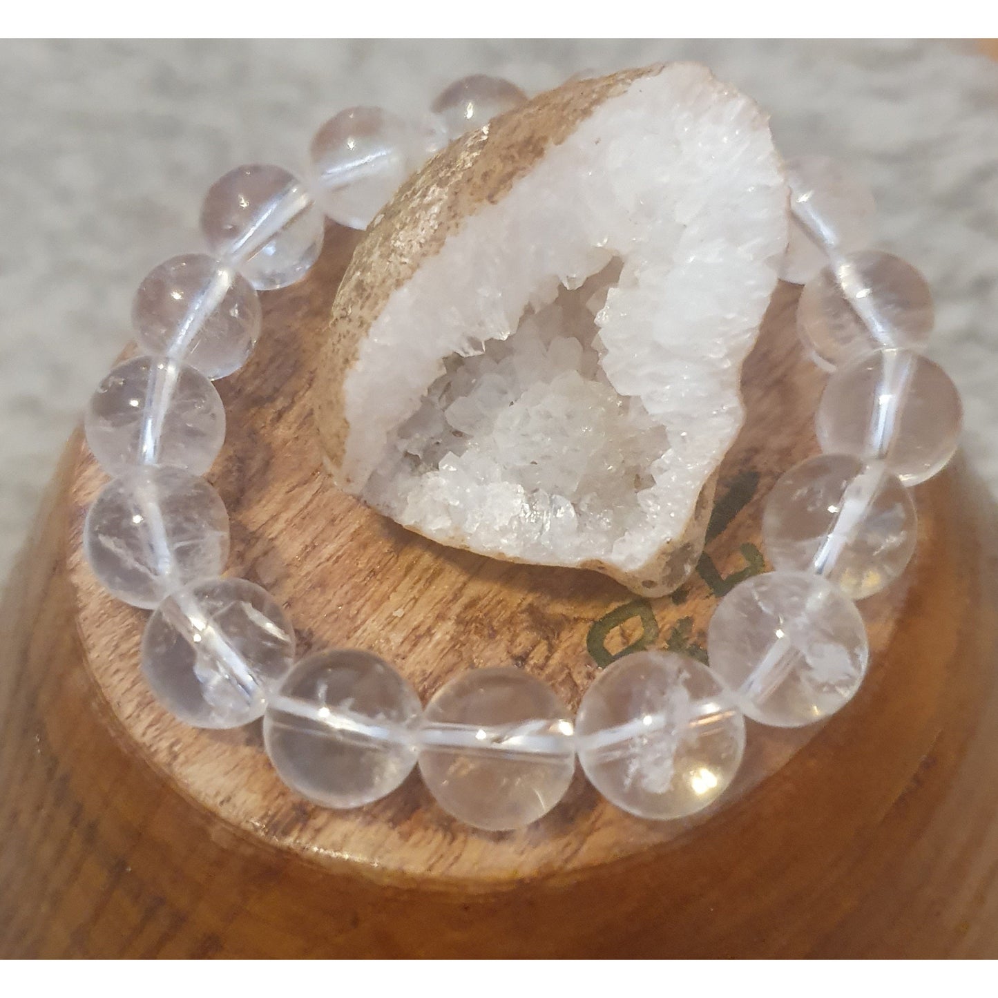 Armband bergkristall, runda pärlor 1 cm