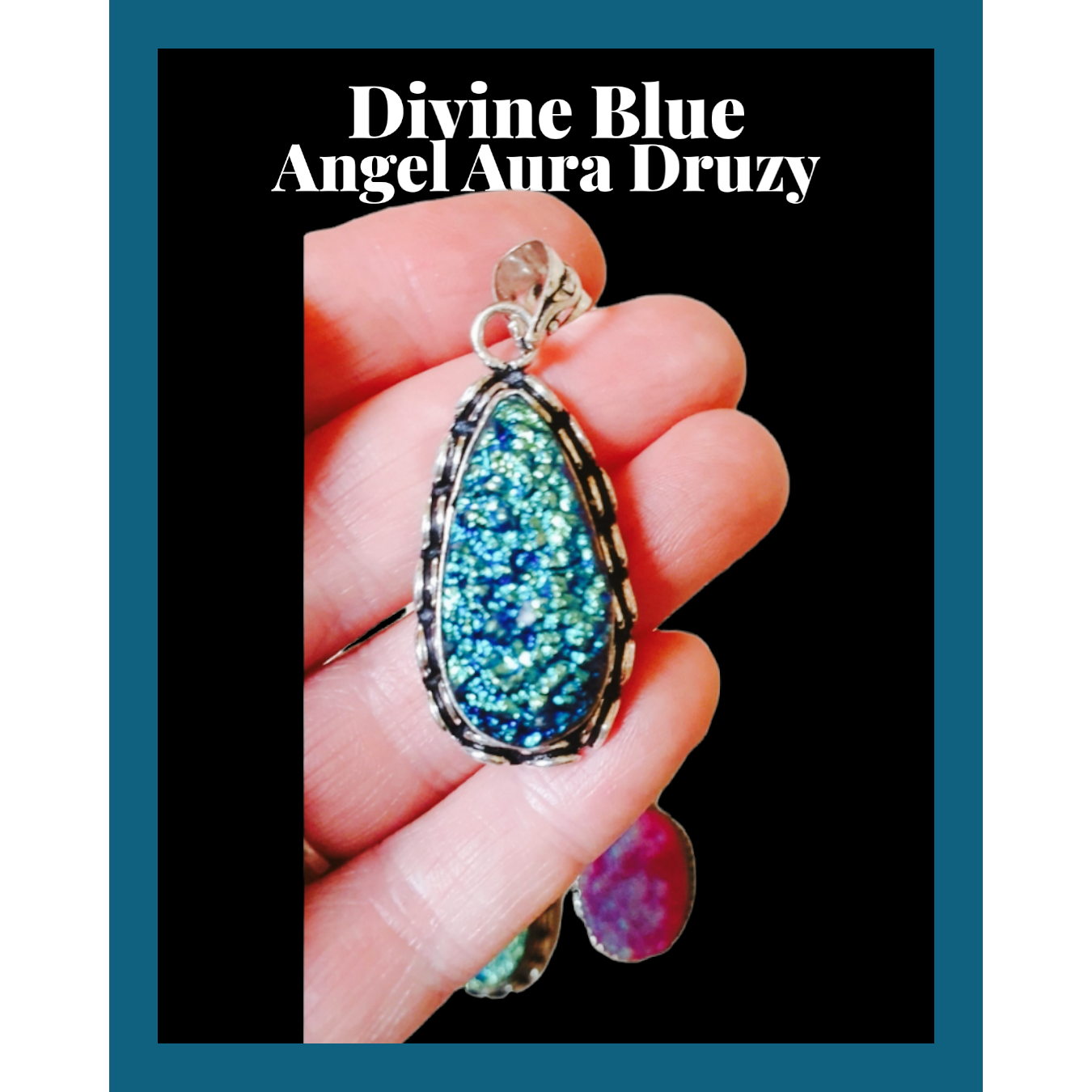 Aura druzy hänge blå Divine blue