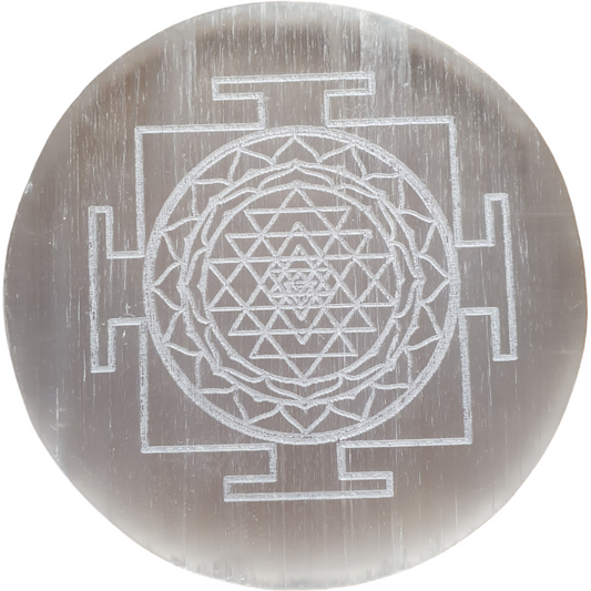 Selenitplatt Sri Yantra, kommer med gåva, Nyhet!